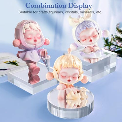 SAMYUCHO Acrylic Blocks 3 X 3 X 1 Inch 16 Pcs Acrylic Base Stand for Display Clear Block Square Riser Display Stands Pedestal Polished Cube for Jewelry trophy Props Collection Ring