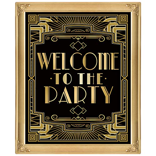Roaring 20s Gatsby Harlem Nights Welcome to Party Poster Mugshot Photo Booth Props Sign 16x12inch A3 - color: Welcome to the Party