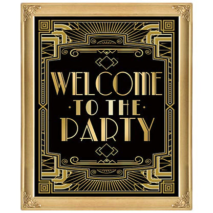 Roaring 20s Gatsby Harlem Nights Welcome to Party Poster Mugshot Photo Booth Props Sign 16x12inch A3 - color: Welcome to the Party