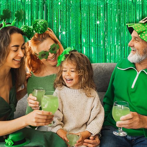 Tinsel Curtain Green Birthday Party Decorations - 10 Packs Glitter Foil Fringe Curtain Decor Streamers for Birthday, Christmas, Wedding, Halloween, Graduation - color: Green, size: 10 Pack
