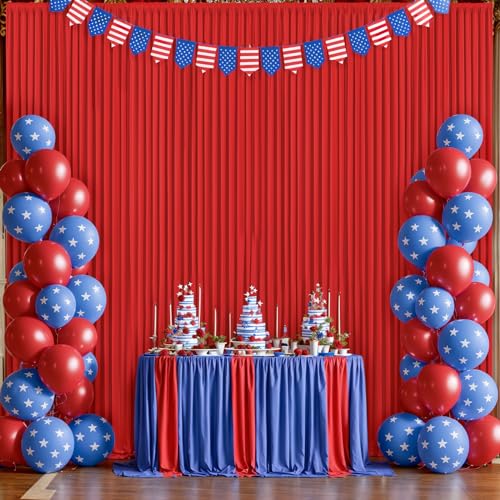 10ft x 10ft Red Backdrop Curtains Panels for Parties Wrinkle Free Fabric Backdrop Drapes Decorations Cloth for Weddings Baby Shower Birthday Party Photography Photoshoot Christmas Background Curtain - color: Red, size: W5' x H10'(2 panels)