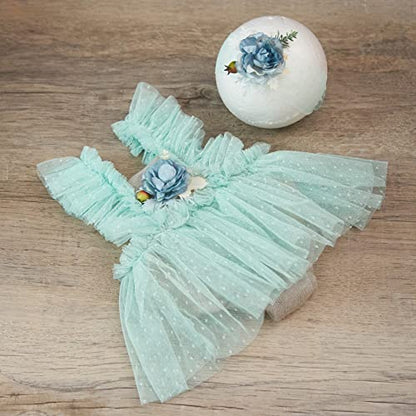 Zeroest Newborn Photography Prop Outfits Girl Lace Outfit Set Baby Girl Photo Shoot Infant Princess Photos - color: Light Green