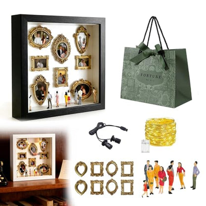 DIY Mini Museum Silhouette Box – 2026 New Mini Museum Kit with Figurines & Lights, Personalized DIY Photo Family Memory Display Case Frame, Celebrate Your Unique Memories in Style (A) - color: A