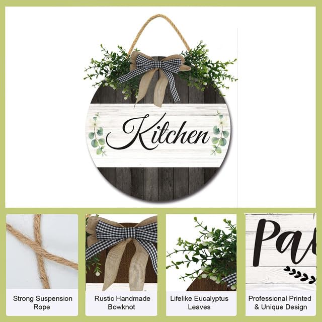 Bidesign This Kitchen Is Seasoned With Love Kitchen Decor Farmhouse Kitchen Wall Decor Wooden Round Rustic Kitchen Door Sign for Home Decor Dining Room Cabinet Kitchen Decration
