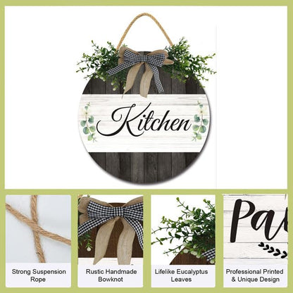 Bidesign This Kitchen Is Seasoned With Love Kitchen Decor Farmhouse Kitchen Wall Decor Wooden Round Rustic Kitchen Door Sign for Home Decor Dining Room Cabinet Kitchen Decration