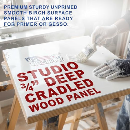 U.S. Art Supply 24" x 24" Unfinished Cradled Wood Panels for Painting, Studio 3/4" Deep (2 Pack) - Artist Depth Birch Wooden Wall Canvases - Mixed-Media Craft, Acrylic, Oil, Encaustic, Paint Pouring - size: 24" x 24", style: Square