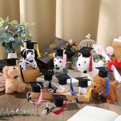 Eccliy 2 Pcs Pet Graduation Caps Mini Bachelor Hats with Tassel for Small Animal Guinea Pigs Hedgehog Bird Turtles Hamster Photo Props Graduation Holiday Festival Party Accessory(Red) - color: Red
