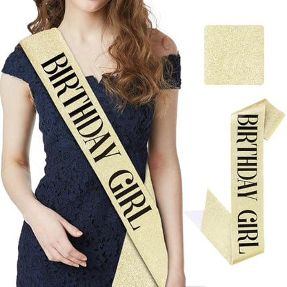 CIEHER Gold Birthday Sash - 'It's My Birthday' Sash for Women & Girls - Glitter Fabric - Perfect for Parties & Photos - color: Gold