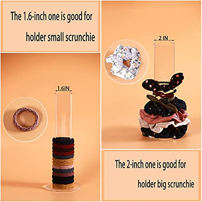 ByKen 2PcS Acrylic Scrunchie Holder Organizer,Hair Ties Holder for Bathroom,Clear Hair Accessories Bowknot Organizer,Room Decor for Girls(8.7 inches high)