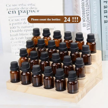 Essential Oil Display Stand 4 Tier Essential Oil Holder Solid Wood Essential Oil Rack for 24 Bottles Tabletop Display Holder Bottle Organizer for 5-20ml Bottles Display for Essential Oils - style: 4 Layers-1