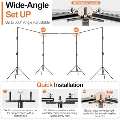 FUDESY 10x30ft Backdrop Stand Heavy Duty Adjustable Photography Background Support System with Angle Rotatable Connector, Spring Clamps, Sandbags, Ring Clips, Carry Bag for Photo Video Studio, Wedding - size: 10x30ft