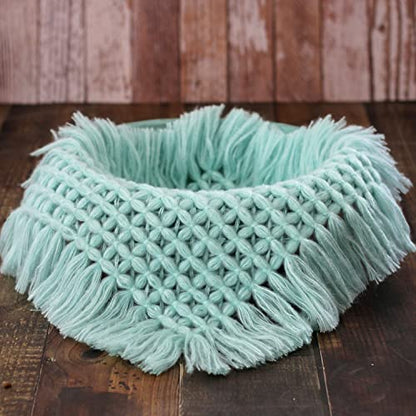 Coberllus Newborn Baby Photography Props Blanket Handmade Knitted Twist Wrap Posing Aid Backdrops for Boy Girls Photography Shoot - color: Cyan