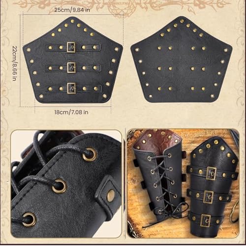 Medieval Back Sword Frog Holder Bracers Belt and Belt Pouch Viking Warrior Costume Renaissance Accessory Cosplay Props - color: Black