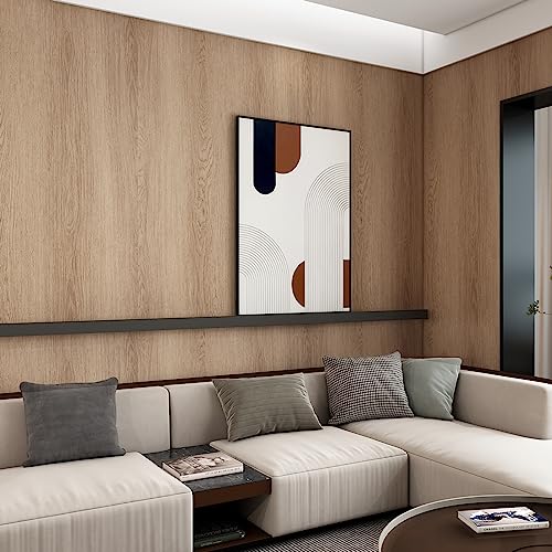 TOTIO Extra Wide Walnut Wood Wallpaper Light Brown Wood Grain Vinyl Wrap Walnut Contact Paper Peel and Stick 32x157inch Air Guide Slot Design Matte Thickened Self-Adhesive Waterproof Wall Stickers - color: Warm Brown, size: 32" x 157"