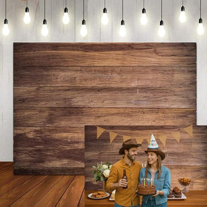 Rustic Horizontal Wood Backdrop 7x5ft – Vinyl Brown Plank Photography Background for Farm Birthday Party, Baby Shower, Barn Wedding, Food or Product Photography 082