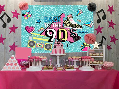Art Studio 90's Theme Music Party Photography Backdrops Hip-Hop Colorful Graffiti Style Photo Booth Studio Props Let's Glow Party Decor Supplies Retro Radio Fashion Shoes Photo Background Vinyl 5x3ft