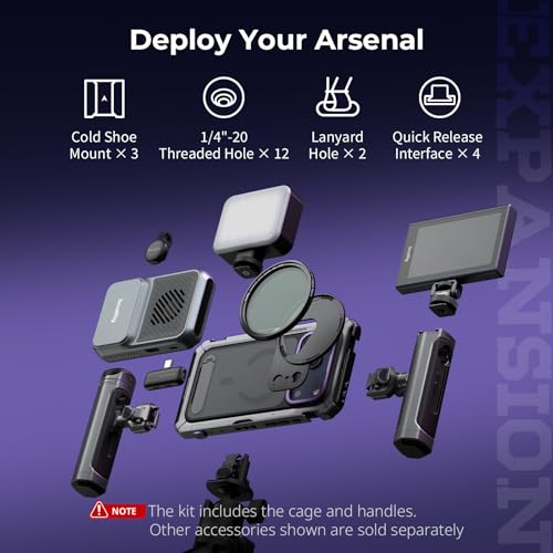 SmallRig Megatron Edition Dual Handheld Video Cage Kit for iPhone 17 Pro Max, Wireless Control Handle, Quick Release, Filmmaking & Live Streaming Kit with Case, Rotatable Handles, Lens Backplate-5584 - size: iPhone 17 Pro Max