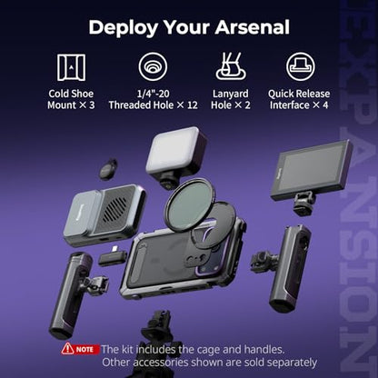 SmallRig Megatron Edition Dual Handheld Video Cage Kit for iPhone 17 Pro Max, Wireless Control Handle, Quick Release, Filmmaking & Live Streaming Kit with Case, Rotatable Handles, Lens Backplate-5584 - size: iPhone 17 Pro Max