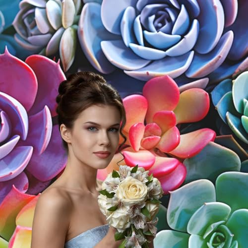 Colorful Succulent Backdrop Background for Photography 5x7ft Photobooth Professional Photo Backdrop Curtains Video Photography Studio Photo Backgrounds Banner Booth Background Screen Parties - color: Colorful Succulent
