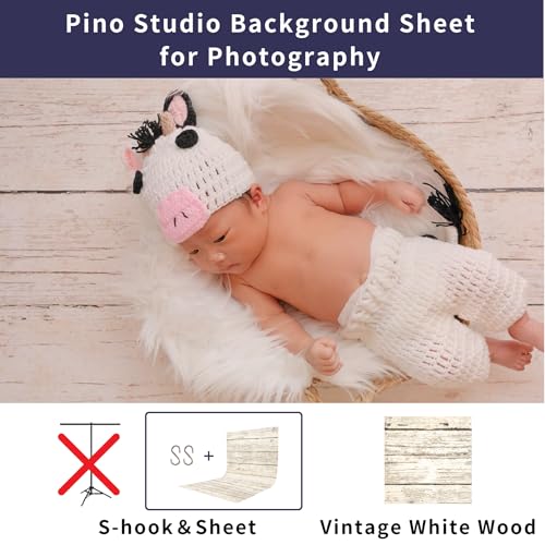 Pino Studio Photography Background Sheet - Vintage White Wood(Sheet Only) - color: Vintage White Wood(Sheet Only)