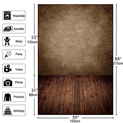 Allenjoy 5x7ft Soft Fabric Brown Wall with Wooden Floor Photography Backdrop Newborn Baby Photoshoot Abstract Portraits Photo Photographer Background Props - size: 5'x7'