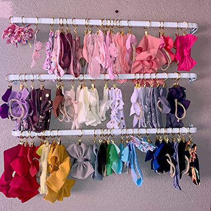 WeeksEight 44 Pack Gold Curtain Rings with Clips, Curtain Hooks Hangers Clip Rings for Hanging Drapes Bows Hat, Drapery Rings 1 in I D, Fits up to 5/8 in Diameter Curtain Rod. - color: Gold, size: 1" I D Set of 44
