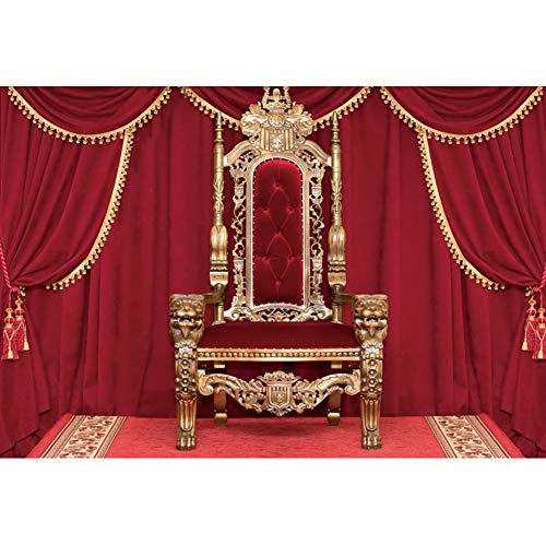 Haoyiyi 7x5ft Royal Red Chair Backdrop - Classic European Retro Curtains for Wedding Ceremony, Birthday Party, Portrait Photo Props - Polyester