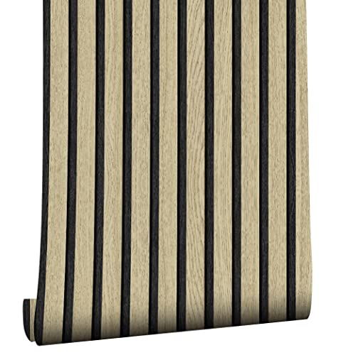 myforHD Wood Grating Stripe Self-Adhesive Wallpaper - Peel & Stick, Removable, Waterproof, PVC Vinyl Film, Multiple Sizes & Designs - color: Wood B, size: 17.3" x 393.7"