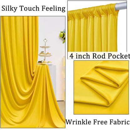 10x8ft Wrinkle Free Yellow Backdrop Curtain Panels, Thick Polyester Lemon Yellow Backdrop Drapes for Wedding Birthday Party Background Baby Shower - color: Yellow, size: 10ftx8ft