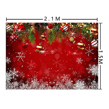 7x5ft Snowflake Christmas Photography Backdrop for Winter New Year Eve Family Party Birthday Glitter Bokeh Sparkle Red Xmas Background Newborn Baby Shower Decoration Photo Booth Props