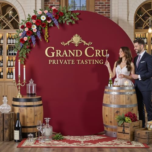 6.5ft Burgundy Round Backdrop Cover for 6.5ft / 6.6ft Circle Stand, Wrinkle Free Stretchy Circle Arch Round Backdrop Cover for Party Wedding Birthday Baby Shower Photography - color: Burgundy, size: 6.5 FT