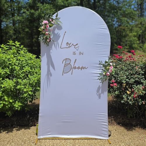 Vincidern 6.6FT Arch Backdrop Stand and Cover Set, Metal Arch Stand with White Cover for Wedding, Party, Baby Showers, Graduation, Birthday, Event Backdrop Decorations - size: 6.6FT Arch with Cover