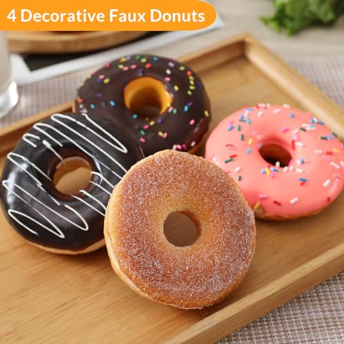 Joeabor Fake Donut 4 Pack Artificial Doughnut for Decoration Realistic Fake Food for Display Faux Dessert Party Decorations Photography Props - color: 4-pack C
