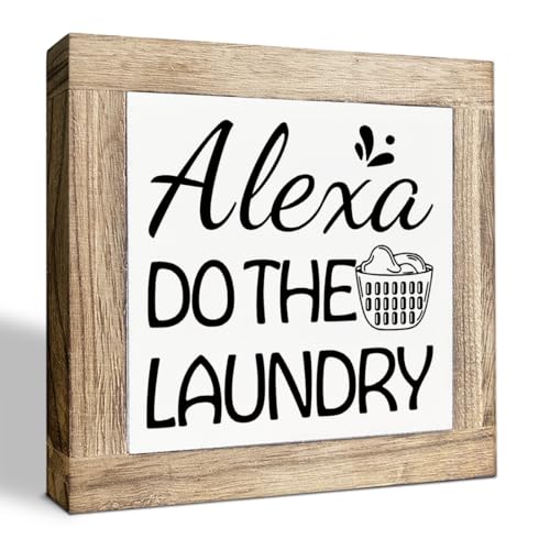 Alexa Do the Laundry Sign, Laundry Bathroom Decor, Farmhouse Style Home Decors, Funny Washing Sign, Decorative Wooden Table Signs, Desk Decor Art, Shelves Decoration - color: Color17