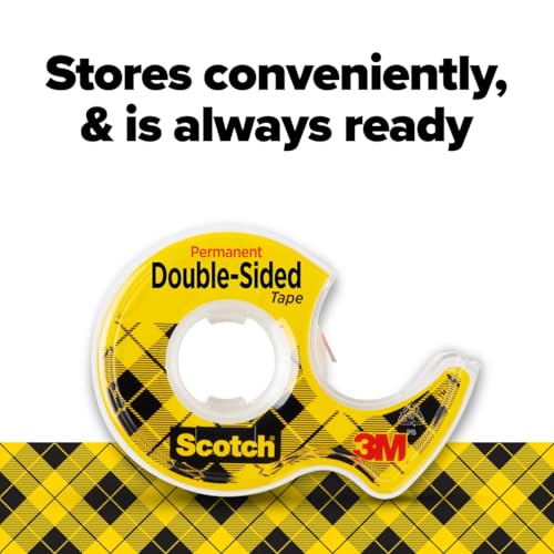 Scotch Double-Sided Tape, 1/2 in x 250 in (12.7 mm x 6.35 m), 3 Pack - size: 0.5 in x 250 in (3 Rolls)