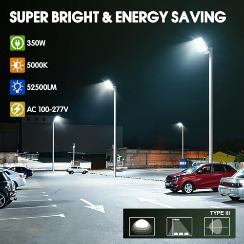 350W LED Parking Lot Light Slip Fitter Mount 52500LM Dusk to Dawn 5000K Led Flood Light Outdoor Area Security Commercial IP65 Waterproof 100-277V for Driveway Parking Lot Stadium - size: 350W Pole Mount
