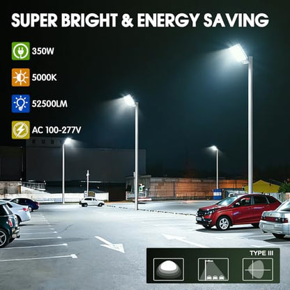 350W LED Parking Lot Light Slip Fitter Mount 52500LM Dusk to Dawn 5000K Led Flood Light Outdoor Area Security Commercial IP65 Waterproof 100-277V for Driveway Parking Lot Stadium - size: 350W Pole Mount