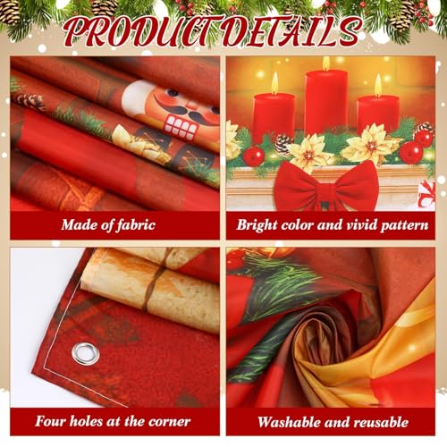 Buryeah Christmas Door Cover Decoration Christmas Fireplace Door Cover Xmas Nutcracker Banner Backdrop Photo Booth Prop Background for Winter Xmas Holiday New Year Party 6.5 x 3 Feet(Warm) - style: Warm
