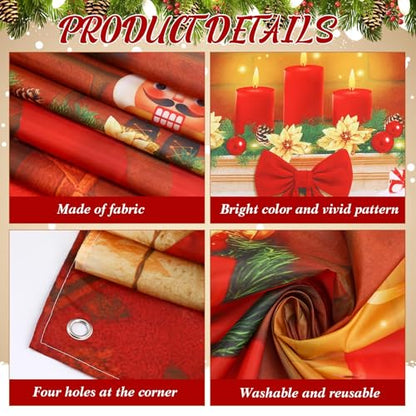 Buryeah Christmas Door Cover Decoration Christmas Fireplace Door Cover Xmas Nutcracker Banner Backdrop Photo Booth Prop Background for Winter Xmas Holiday New Year Party 6.5 x 3 Feet(Warm) - style: Warm