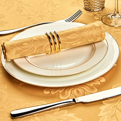 Cloth Napkins Set of 8 – Square 17x17 Inch Jacquard Fabric Polyester Washable Reusable Cloth Napkins for Kitchen Dinner Dining Restaurants Wedding Party Banquet Table (Gold, 17X17 Inch) - color: Gold