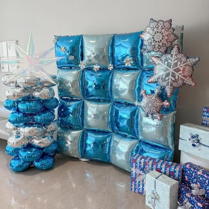 Blue Square Foil Balloon Wall,25Pcs Double Sided Balloons Backdrop Helium Polyester Film Balloon Tunnel Arch Garland Kit for Birthday Bridal Anniversary Baby Shower Party Decorations - style: Blue