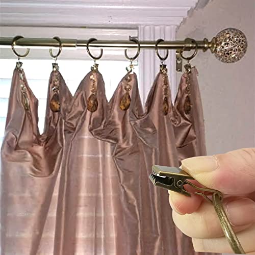 WeeksEight 40 Pack Bronze Curtain Rings with Clips, Curtain Hooks Hangers Clip Rings for Hanging Drapes Bows Hat, Drapery Rings 1.5 in I D, Fits up to 1.2 in Diameter Curtain Rod. - color: Bronze, size: 1.5" I D Set of 40