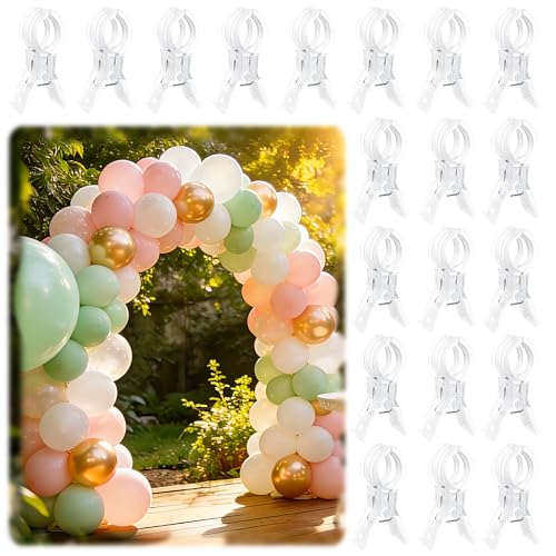 PUGPIU 20 Pack Balloon Arch Clips for Backdrop | Plastic Transparent Spring Clamps | 3.5 Inch Heavy Duty Clip for Backdrop Stand | Birthday Wedding Decoration | Photography Studio | Crafts | Clothing - color: Clear2