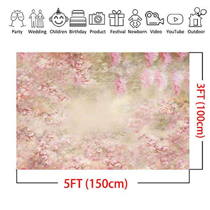 Mocsicka Pink Floral Newborn Photography Backdrop - Newborn Baby Infant Photo Shooting Props 5x3ft, Art Flower Baby Shower Background Item Photography Background