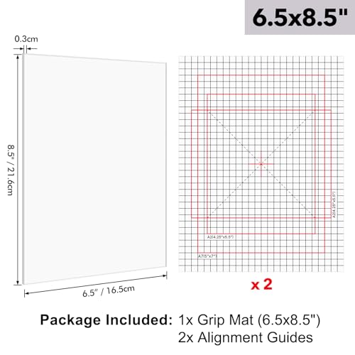 6.5X8.5 Photopolymer Grip Mat with 2PCS Printed Guides for Stamping,Multi-Use Non-Slip Sticky Mats Fit in Stamp Positioning Tool for Card Making Hold Your Cardstock in Place When Stamping,Stencil - color: 6.5x8.5" 1xgrip Mat+2aligment