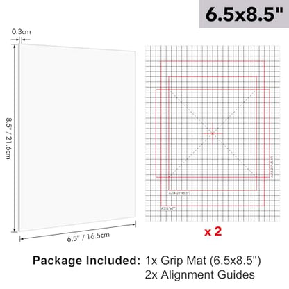 6.5X8.5 Photopolymer Grip Mat with 2PCS Printed Guides for Stamping,Multi-Use Non-Slip Sticky Mats Fit in Stamp Positioning Tool for Card Making Hold Your Cardstock in Place When Stamping,Stencil - color: 6.5x8.5" 1xgrip Mat+2aligment