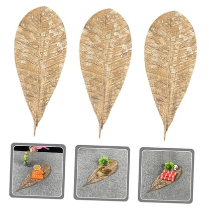 COLLBATH Dried Leaf Sushi Tray Decor 20Pcs Seafood Display Serving Plate Unique Sashimi Background Leaf Embellishments for Food Photography for Restaurants and BBQ