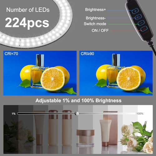 16 Inch Photo Light Box, CRI>90 Photography Shooting Tent with 224 LED Beads Dimmable 3200K-6500K, 6 Color Backdrops Portable Product Photography Studio - size: 16" x 16" x 16"