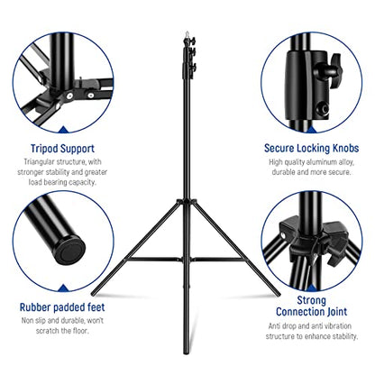 NEEWER 8.5ft/2.6m Air Cushioned Light Stand, Heavy Duty Metal Photography Tripod Stand with 1/4" to 3/8" Reversible Spigot, 3 Way Mounting Interface & Metal Locking Knobs, Max Load 5.5lb/2.5kg - size: 260cm
