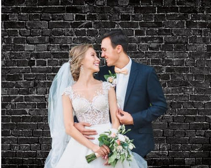 CHAIYA 10x8FT Black Brick Photography Backdrop Brick Backdrop Baby Shower Birthday Party Decoration Backdrop Newborn Baby Photoshoot Prop 298 - size: 10′x8′